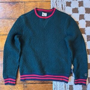 Champion x Todd Snyder Green Sweater with Red and Navy Cuffs